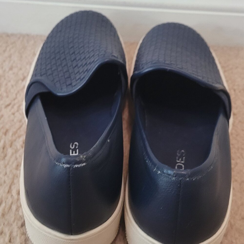 J/SLIDES NYC FLYNN LEATHER PLATFORM SNEAKER Size 10 Navy Blue - Picture 3 of 6